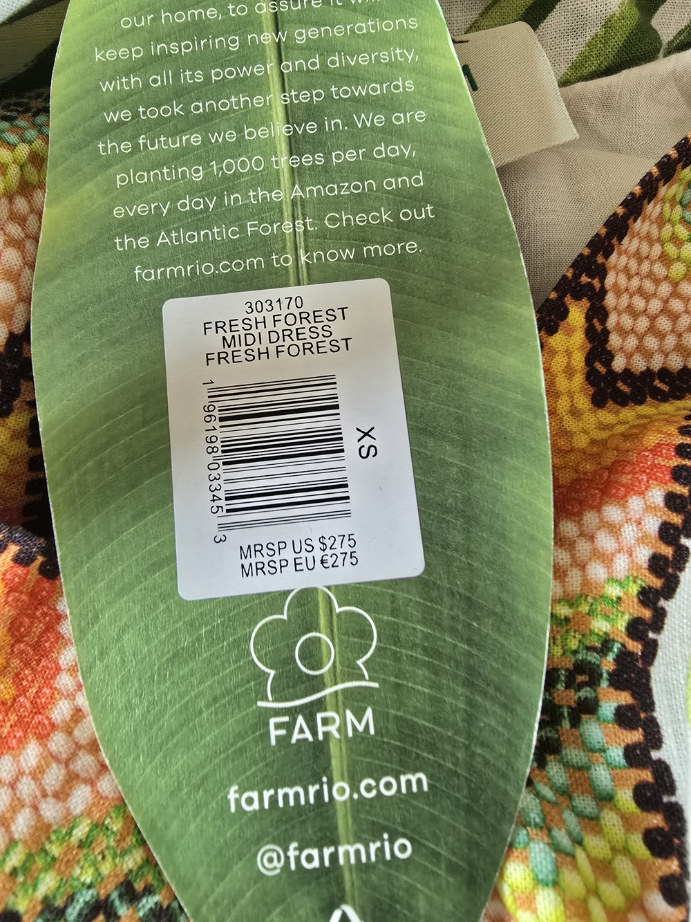 FARM Rio Fresh Forest Midi Dress with Multicolor Trim - Picture 6 of 6